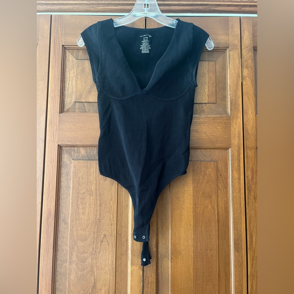 Free People Midnight Black V-Neck Bodysuit